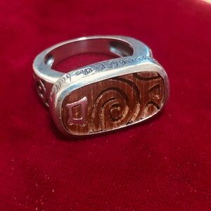 Silpada Silver Ring with Wood Inlay